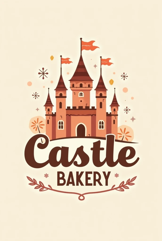 Create a logo with the following parameters Dark peach color Castle Bakery All in Spanish Containing the following words "Gro Castle Bakery"