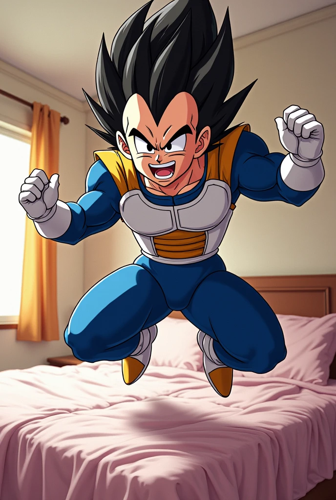 Vegeta jumping on the bed