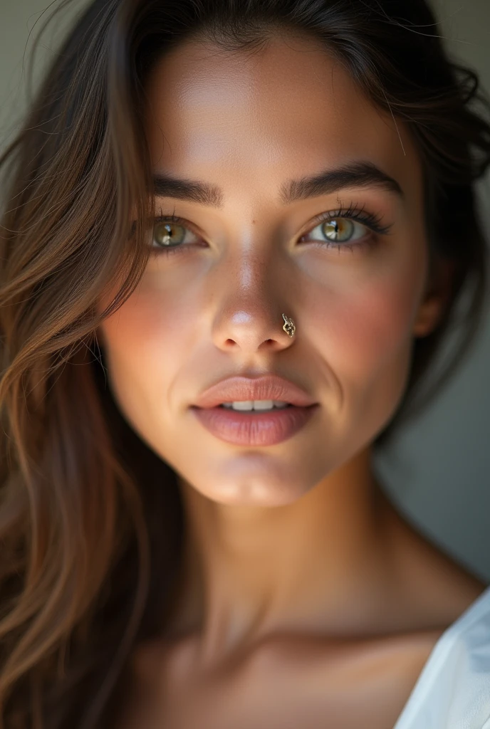Profesional photoshoot of beauty shoot of stock model, close up, high end retouch, photo raw,