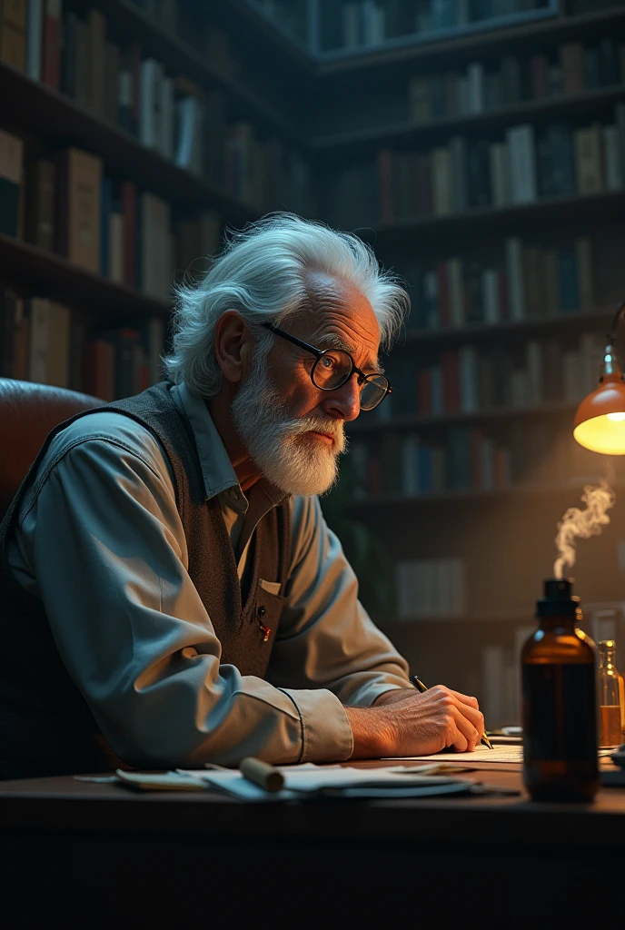 old scientist thinking