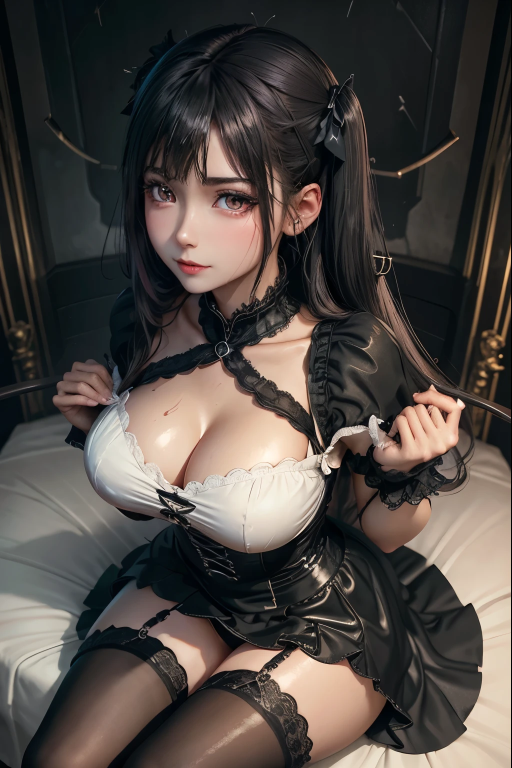 ハードなDark Gothicメイク、Black dark eyeshadow、sad、Good skin radiance、Dark Gothicメイク、Dark smile、palace、The beauty of fragrance、24-years-old、Expressions of intense sexual pleasure、Embarrassed look、Dark Gothic、Highest quality、Expression of sexual pleasure without pain、Drunk face、Purple maid outfit、mysterious、noble、Loving smile、Twin tail hair、Right eye is blue、Left eye is red、Super tempting pose、Platform heel shoes、Heavy makeup、Gothic Clothing、Silver Hair、Long Hair Straight Hair、Cute Gothic Dresses、Beautiful Face、Elegant face、Attractive face、Stained glassの背景、Chest glistening with sweat、The room is dark、goth long dress、Bell Sleeves、Wizard Sleeve、Decadent look、Sexually excited expression、Wet shiny thigh water、Thighs that are wet and shiny with oil、Background of a room full of roses、Sad look、Rose Maiden、The embroidery is pink、The dress has pink embroidery.、Thigh-high socks、Knee-high socks、Gentle expression、Dark black eyeshadow、Stained glassとバラの背景、Thighs are a little thin、Female Duo、Female couple、dark church background、Stained glass、Black metal world、Dark Castle、Dark Room、Slender body、gothic long dress、Victorian dress、Small breasts、The bed is covered with roses、Her thighs are shining with sweat、My body is wet and shiny、There is a lot of glitter on the thighs、I am sweating、My thighs are sticky with sweat.、My thighs are glistening with sweat、My whole body is sweaty and shiny、I sweated a lot.、My thighs are sweaty、My wet thighs are glistening with sweat.、There is a lot of sweat shining all over my body、Slender body、Sit on the bed、Beautiful legs、Outstretched legs、Hands on the bed、Super beautiful straight hair、Straight hair to the ends、Straight Perm Hair、Show off your glamorous thighs、Ass on the bed、Sitting with legs wide apart、Thighs are a little glamorous、facial expressions during masturbation、