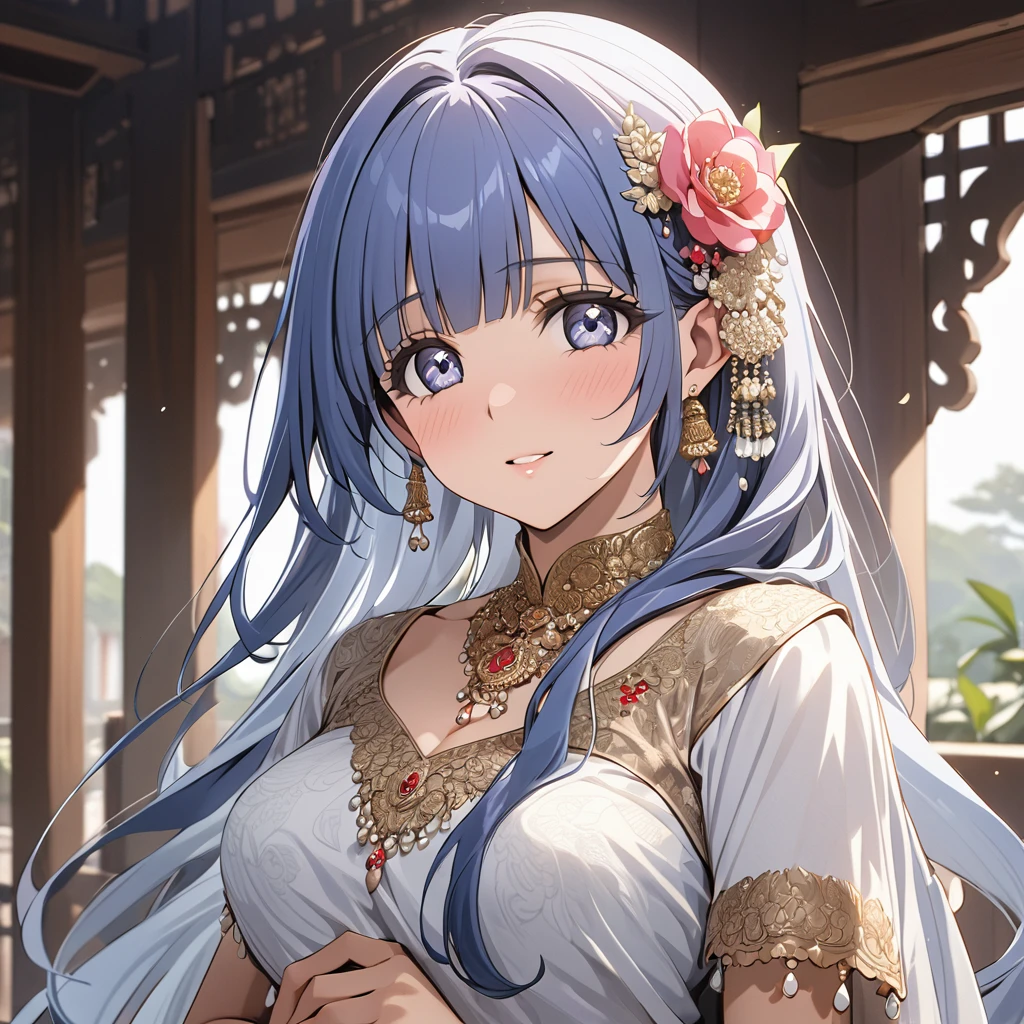 ((Highest quality)), ((masterpiece)), (detailed), (Perfect Face)、The woman is Reika Aoki, with medium-long hair and the appearance of an Indian woman.、The woman is getting married to an Indian man in India.