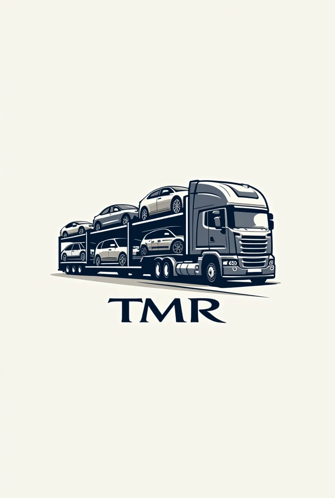 logo of a transport company with the acronym TMR With a truck carrying several cars,No fundo.