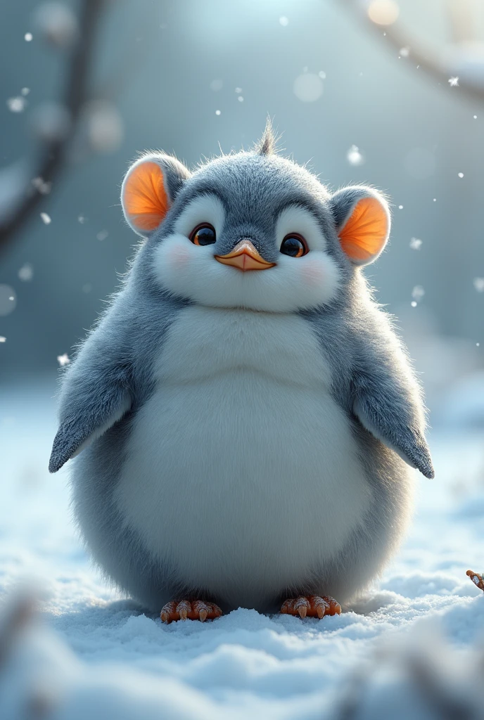 Penguin with chinchilla body