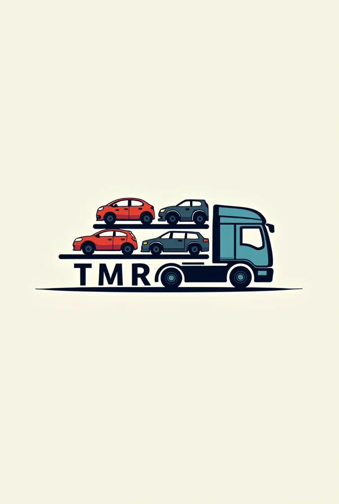 logo of a transport company with the acronym TMR With a truck carrying several cars,No fundo.