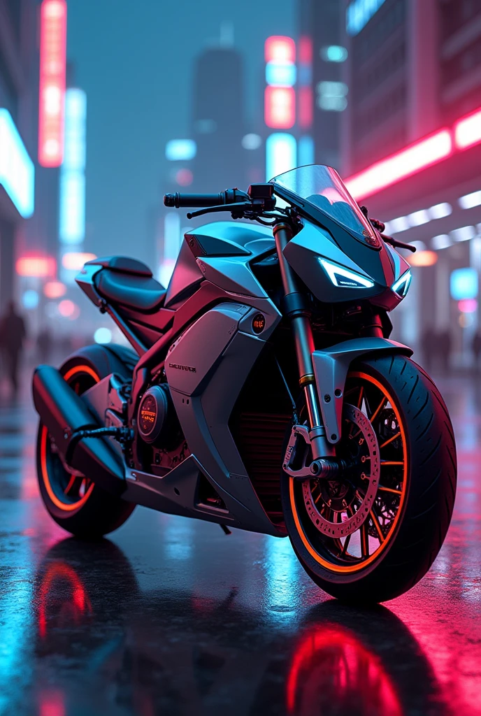 A Freedom cr2 210 motorcycle with neon lights on the sides of the motorcycle