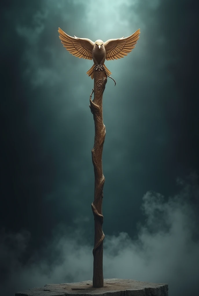 A simple staff with a bird symbol in the middle