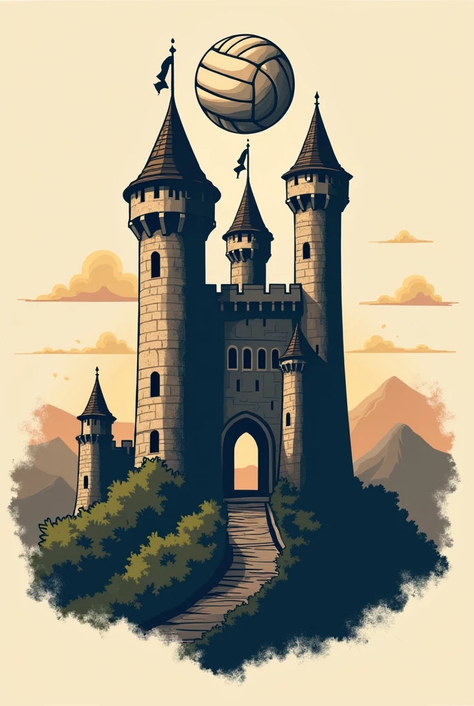 Make a logo for a castle-themed volleyball team