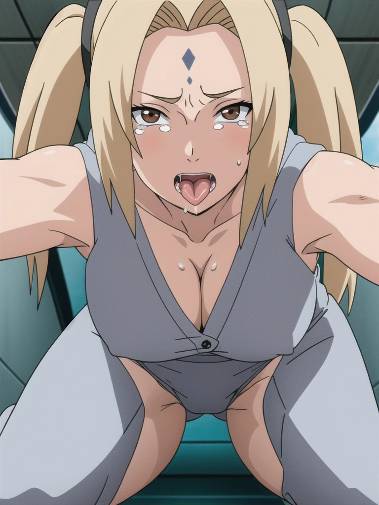 open your mouth wide,View your viewers,((lingerie, skinny jeans)),long knee high boots,((tsunade)), ((tsunade milf physique)),(Forehead mark ), ((high twintails)),blondes, eye, smile, from the front,Huge breasts,Thick thighs,((Sharp details High resolution body parts Perfect body parts )),Blushing,(Sad expression),(In underwear),((shaped legs))Beautiful white skin with a pinkish tint,4K,8k,16K, Look at this,Textured skin, camel toe,Embarrassed face,, areola,be defeated,Subjective,Take off your clothes, My body is all wet,Nipples,Collar: pubic hair,open your mouth wide, too small underwear, lift the chest, My crotch is soaked,tears, My crotch is wet, Pussy hair is wavy, Crying,Chest is drenched and wet,Sobbing, It's hitting the crotch, A stick is hitting my crotch,Crying loudly, The collar is connected with a chain, put your hand on your crotch, sweaty,I can stare at my crotch,Show your tongue, female,My crotch is wet,Crotch hair,rabbit ear,long tongue, drool,Drooling, drip water from the mouth, give a lot of tongue,Pussy, press your chest together, Look up and open your mouth wide,Lick, ruffle underwear,saliva, large amount of saliva, Covered with saliva, beef curtains, A lot of saliva is dripping, heavy breathing, protruding pubic hair, string pulling, lick the stick, heavy breathing, Water gushes out of the pussy, My body is shiny,areola, stick in front of crotch, The inside of my mouth is soaked with saliva,Half Eye（Filmography）, micro pants, There's a lot of juice in my crotch, stick out one's tongue, too big boobs, Water comes out from the crotch,back view, big peach butt, stick out your butt,sit, spread legs, view from behind, stick between breasts