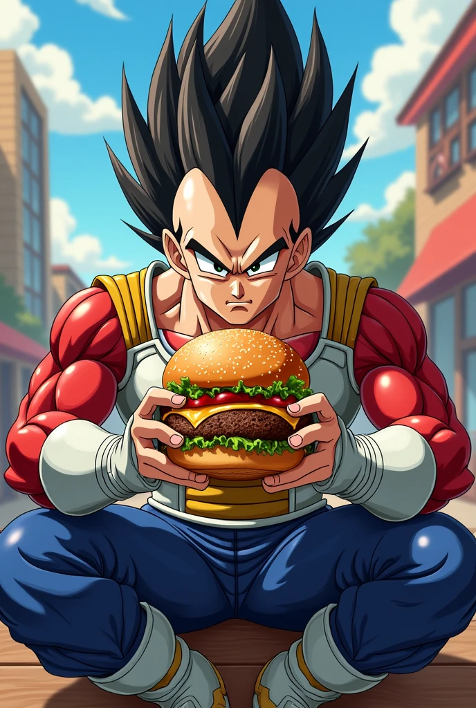 Vegeta with burger