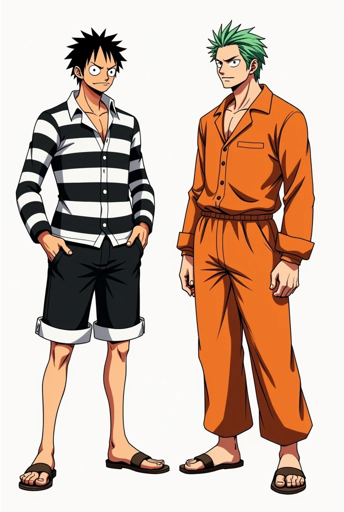 Monkey D. Luffy in prison uniform long sleeve black and white stripes Original anime One Piece and Monkey D. .... Luffy in orange long sleeve prison uniform Original anime One Piece