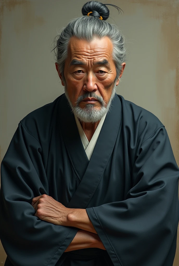 Serious 60 year old Japanese man