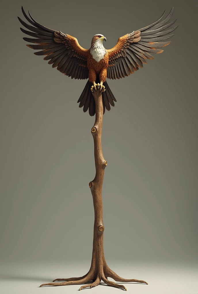 A SIMPLE STICK WITH A REALISTIC BIRD SYMBOL IN THE MIDDLE