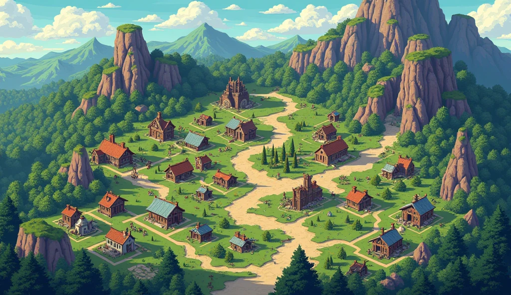 pixel art, rpg game country map