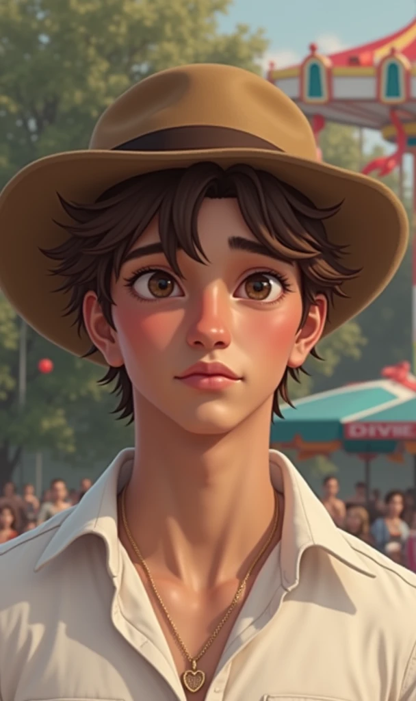 make a photo of a age couple the fair skinned girl, eyes browns, Long light brown hair, and thin but with a body and the boy would be the actor Louis Patringe