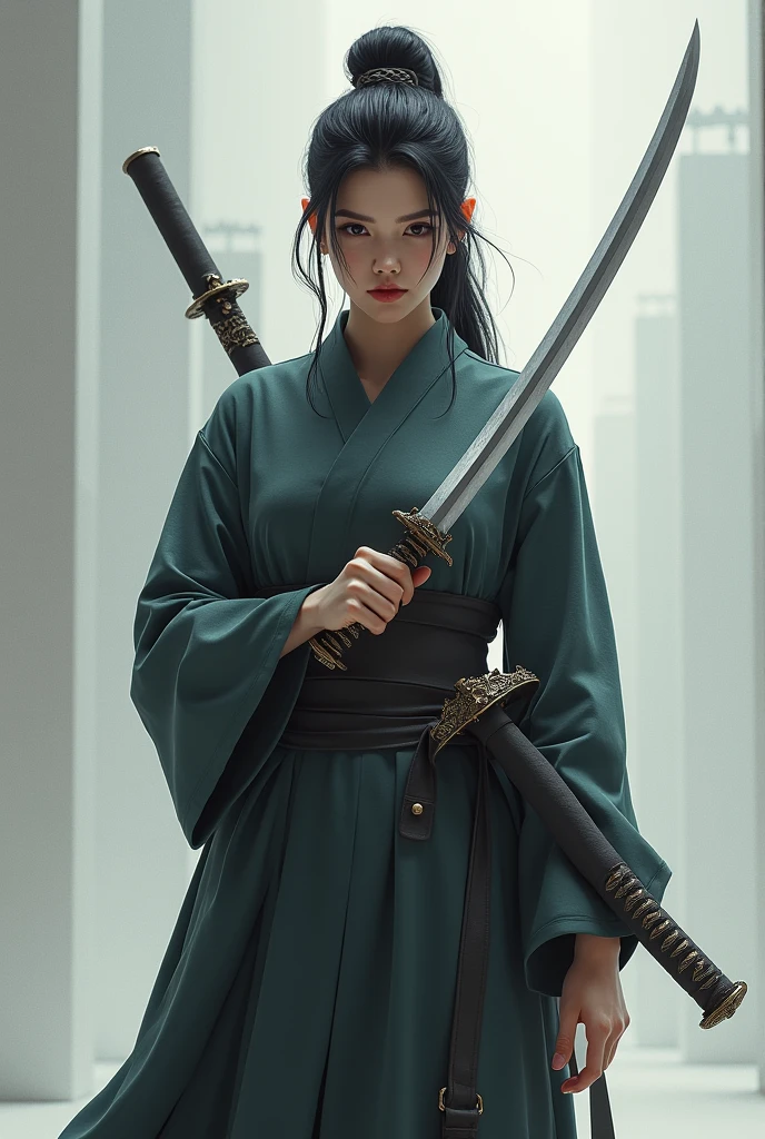 1girl,solo,holding weapon,katana,