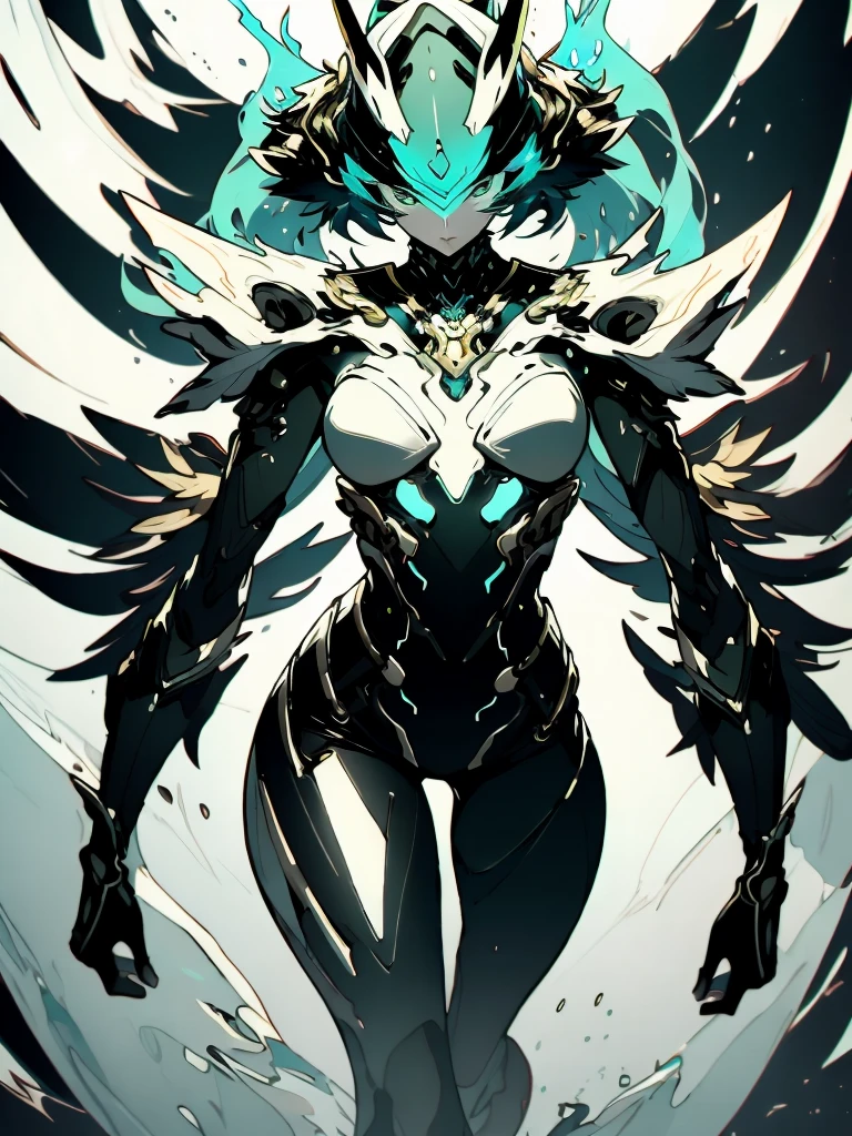 (masterpiece, top quality, best quality, official art, beautiful and aesthetic:1.2), full body view, detailed background, orokin background, warframe, depth of field, wide angle view, 

Action pose, action scene, gun in hand, armed, shooting, in combat, fighting,

Beautiful young girl, human face, pretty, pale, white hair, seaweed green inner, dense hair, bangs, detailed hair, cute oval face, detailed eyes, perfect eyes, sea green eyes, glowing eyes, sweaty, shiny skin, detailed skin, slightly flushed cheeks, full lips, slightly parted lips, sexy lips, kind,

Tall, lean, fit, curvy, athletic, cyborg, mechanical parts, thick thighs, big breasts, hardnipples outline, nipple protrusion through clothes, cold nipple, detailed legs, perfect legs, detailed arms, perfect arms, detailed hands, 

(1girl:(wisp + human girl)), Cyberpunk outfit, complex outfit, tight fitting outfit, tight fitting bodysuit, showing some skin, light upper armour, skin indentation, covered breast, bare midriff, bare waist, thigh gap, tiny healed scars, toned, translucent parts,