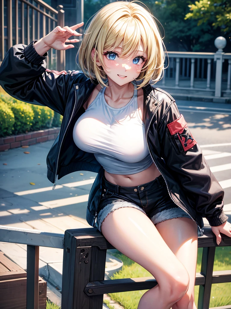 (masutepiece:1.5)、(top-quality:1.5)、(16k wallpaper:1.2)、(Photorealsitic:1.2)、(ultra-detailliert:1.2)、(超A high resolution:1.2)、(Highly detailed and realistic tanned brown skin:1.5)、(zebra print tube top shirt:1.4)、blue sky and buildings、(An orderly streetscape where many people gather)、(Sit on a bench and spread your legs)、(Dark red panties can be seen through the black leather miniskirt.:1.3)、(two finger poseをしている:1.3)、(18 year old beautiful dark-skinned woman:1.2)、Beautiful eyeshadow、mascara、Beautiful eyeliner、(Slender woman with body shape:1.4)、Natural Color Lip、(long blonde wavy hair covering one eye:1.2)、Cute smile with open mouth、(Tight Leather Mini Skirt、Knee High Leather Boots)、(long tongue)、two finger pose、