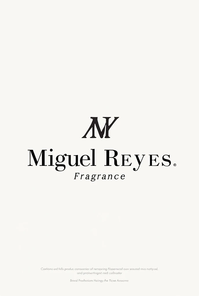 Hello, I would like you to create a logo focused on a perfume company called Miguel Reyes with the slogan Fragrance, With minimalist designs and a monochromatic color palette or using the perfect black and white colors, you can now make a card where I can overwrite the name of the fragrance
