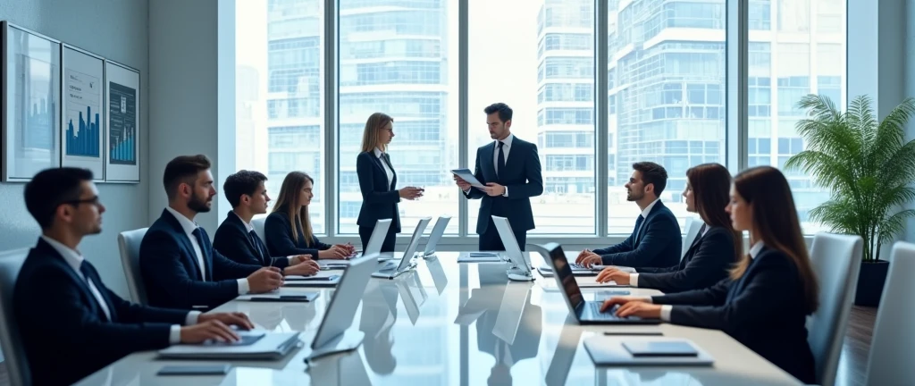Realistic image of business administration and management