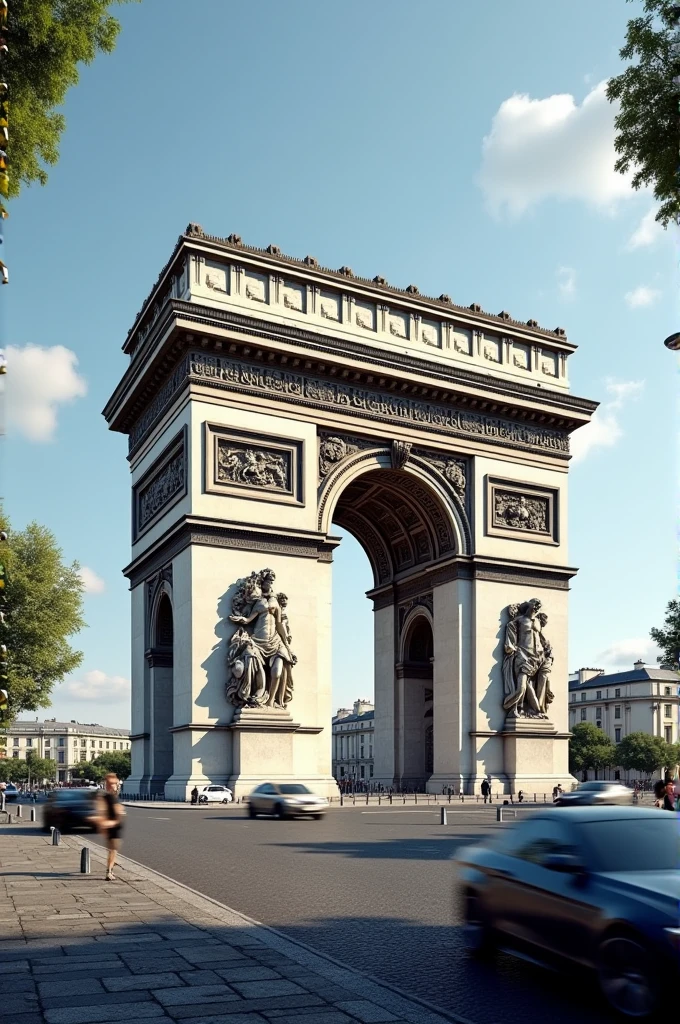 Create a realistic photograph of the Arc de Triomphe