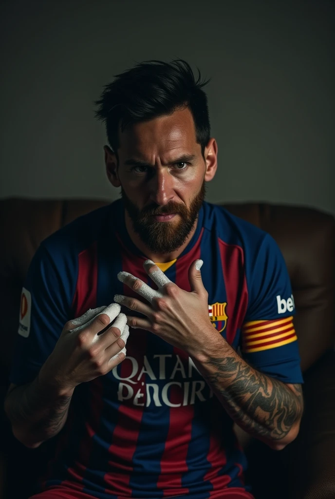 Fais une photo de messi qui prend de la cocaine