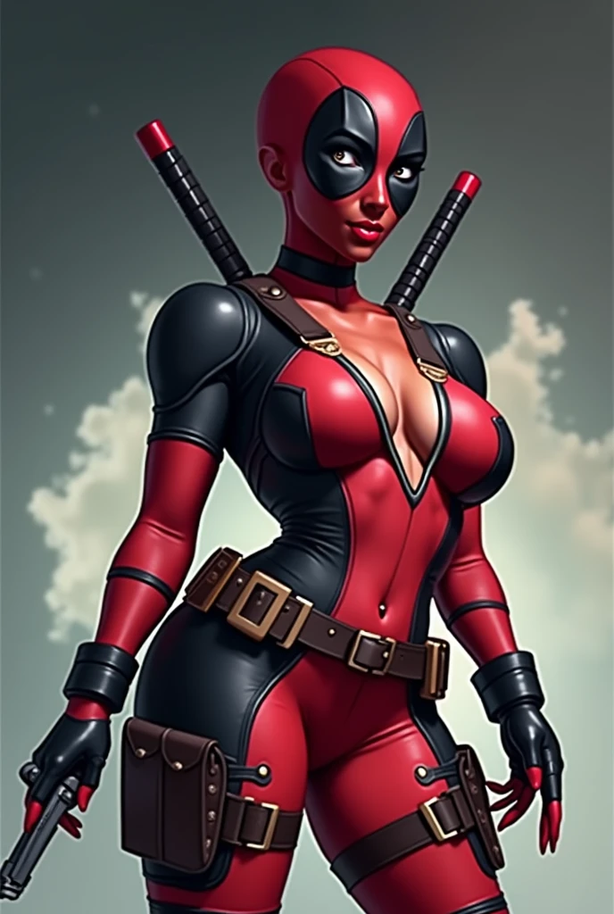 Black girl super model mixed with Deadpool