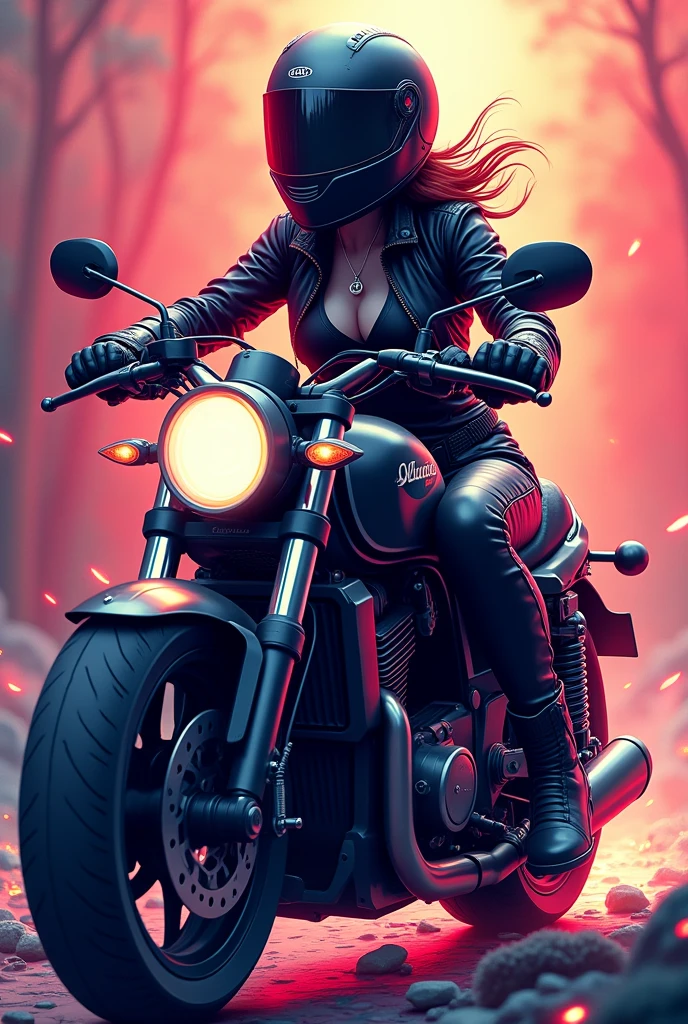 Create a logo that captures the essence of the following keywords: sexy, liberal, magic, Dura, open, using a color palette that includes pink, negro, red, and pastel tones, with a touch of rainbow. The logo should feature a girl on a motorcycle, wearing helmet, with a powerful and confident attitude. The composition must be visually striking, fusing elements of sensuality and freedom, with a design that conveys both strength and a magical touch .
The logo must be gamer style or for a club, should not have people