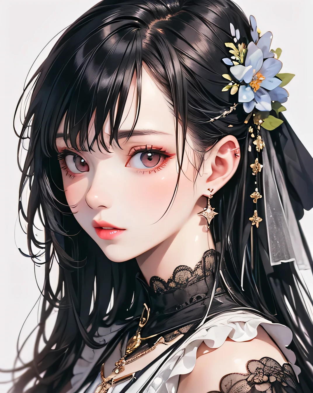 Beautiful woman paints her lips with lipstick. Beautiful woman face, The finer details, high quality, high quality. Vivid and True Colors