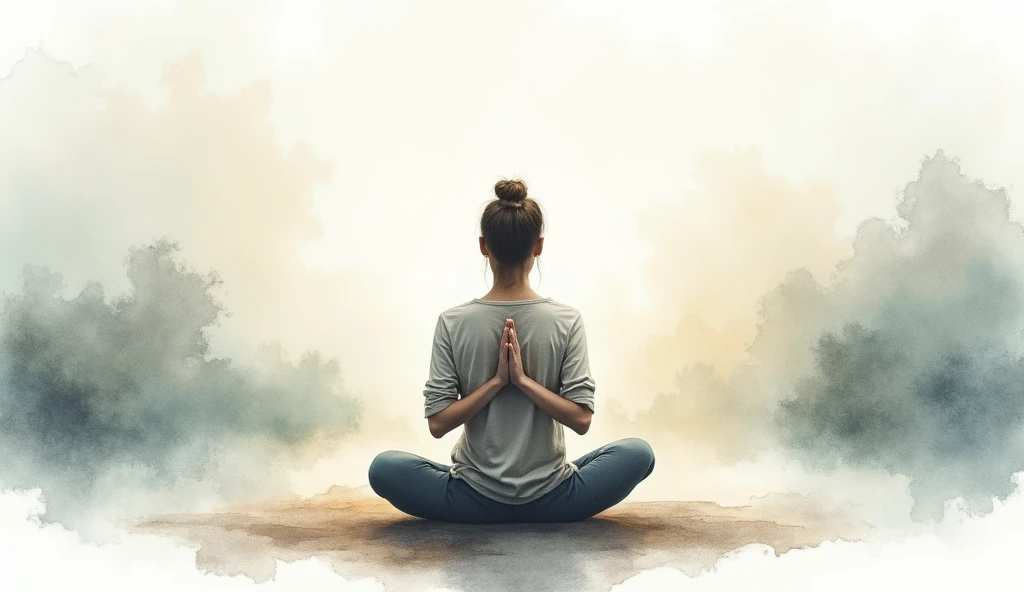 Watercolor art of a person praying or meditating
