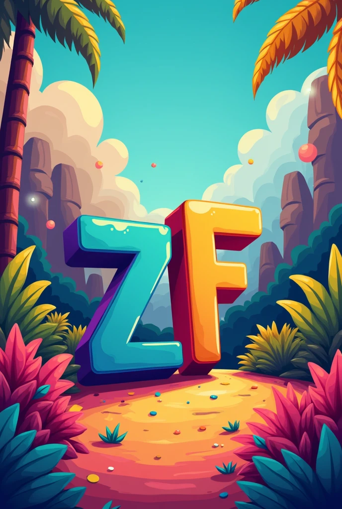 Create a profile picture for my YouTube channel with the acronym zf with a background related to zueira