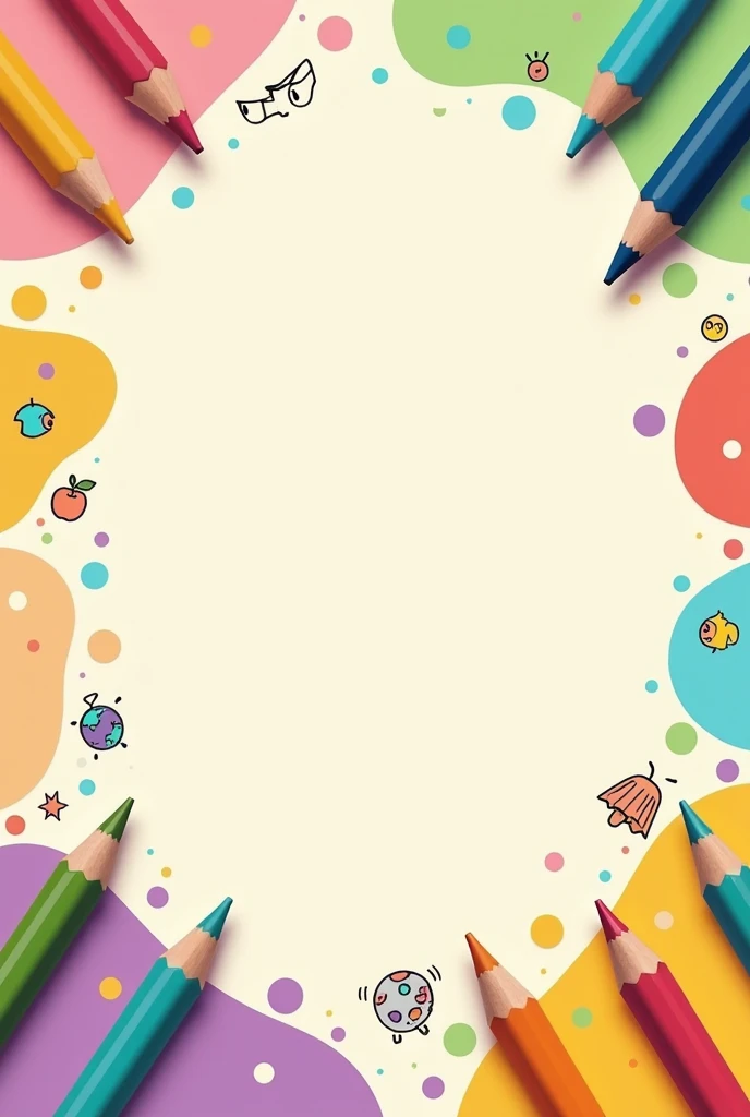 "An attractive cover for a document with pastel colors and the title should be in Spanish that explicitly says "Diagnostic Activities" and graphic elements related to education such as animated colored pencils arranged around the contour"