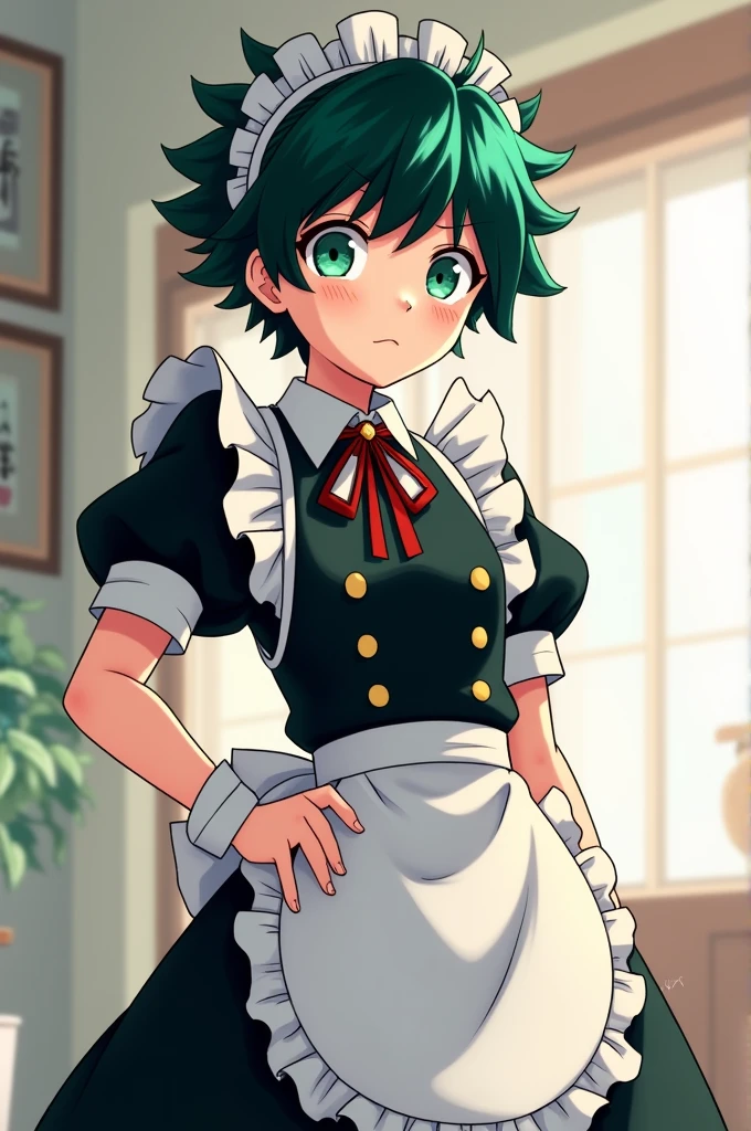 Deku from My hero academia in maid outfit