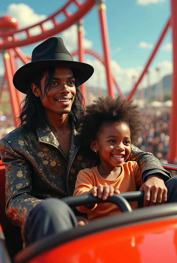 Michael Jackson on a roller coaster, with child around you 