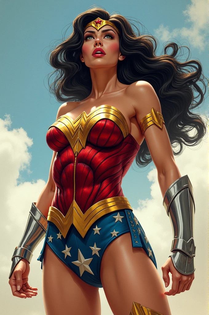  Wonder Woman with excited face looking at me 