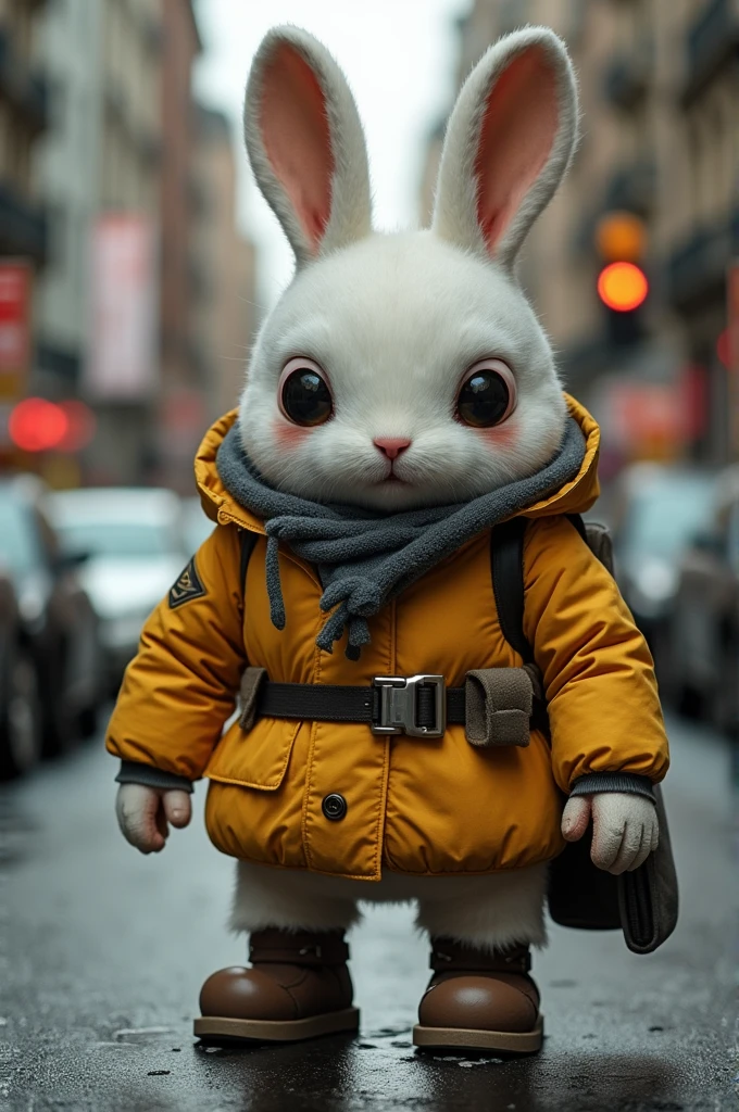 Fat rabbit robot style disguised man