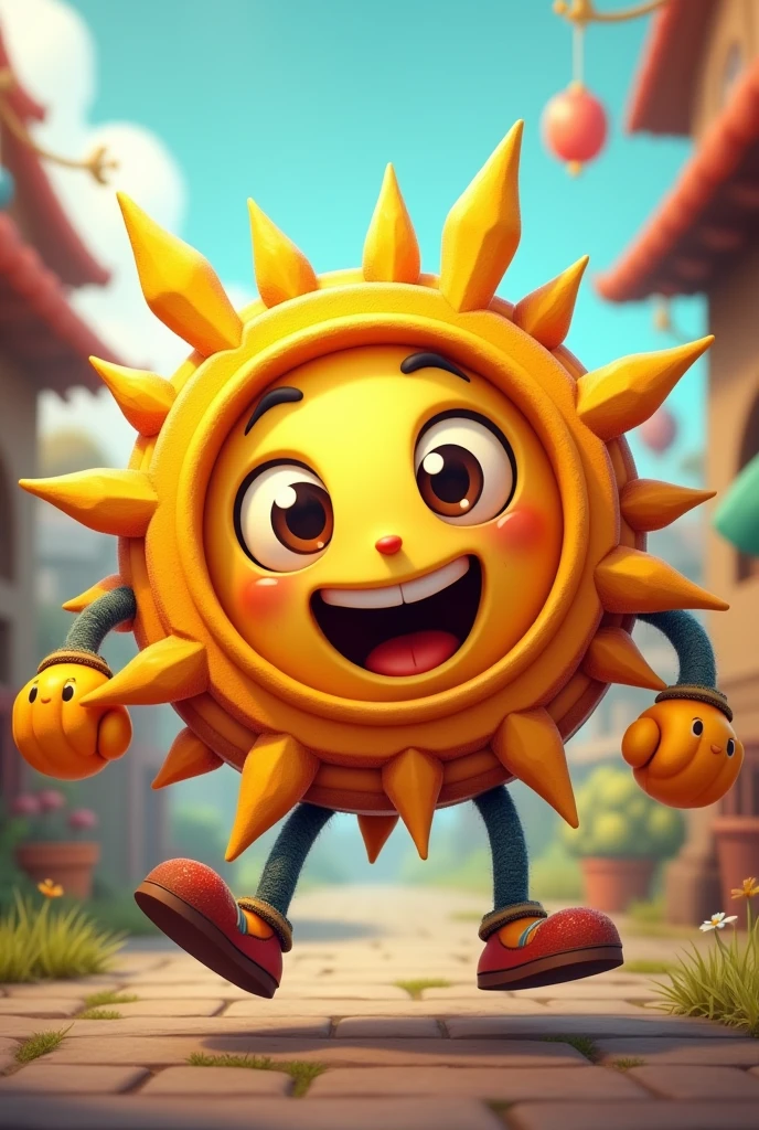 A single gear with a sun inside in a cartoon image