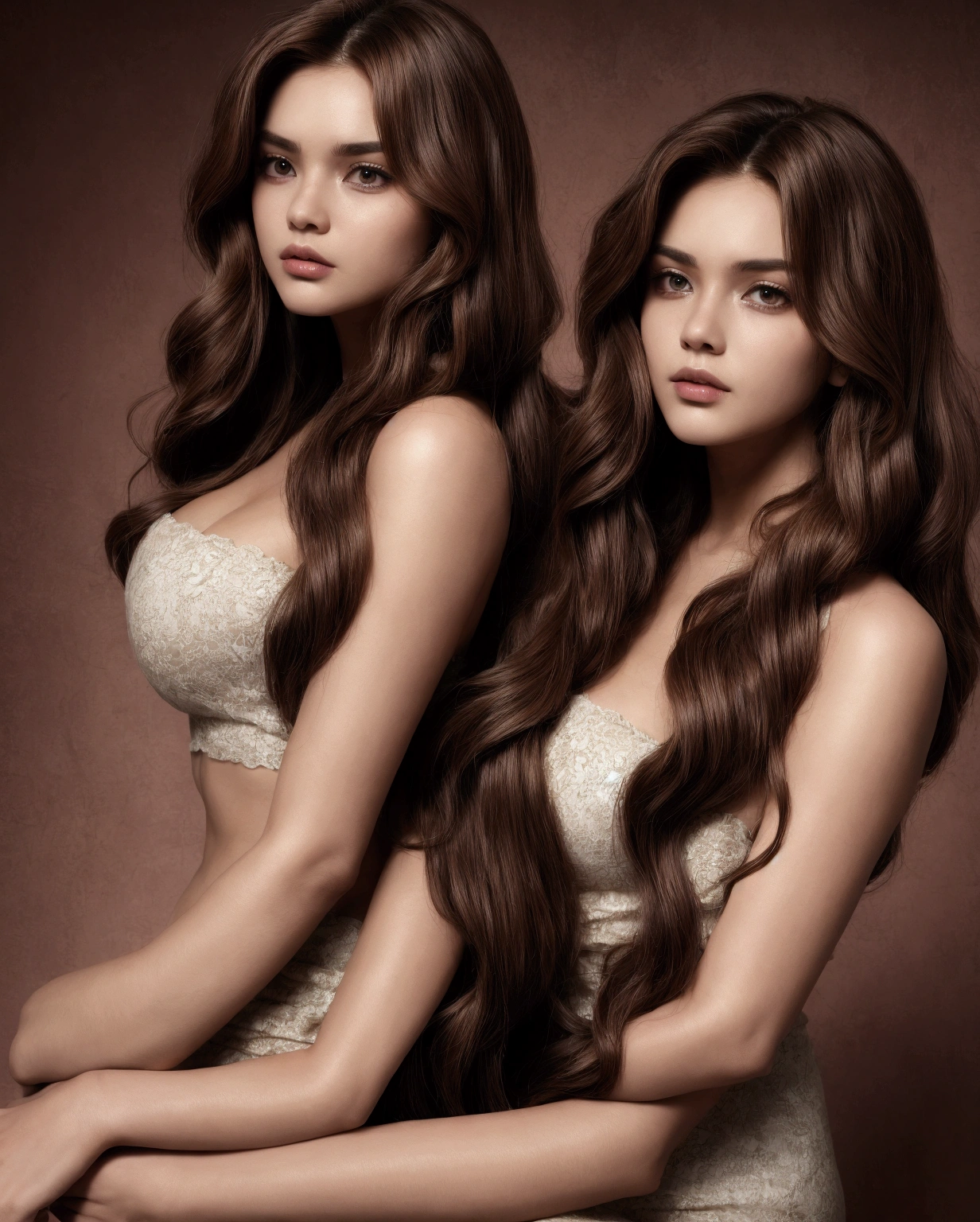 long wavy brown hair