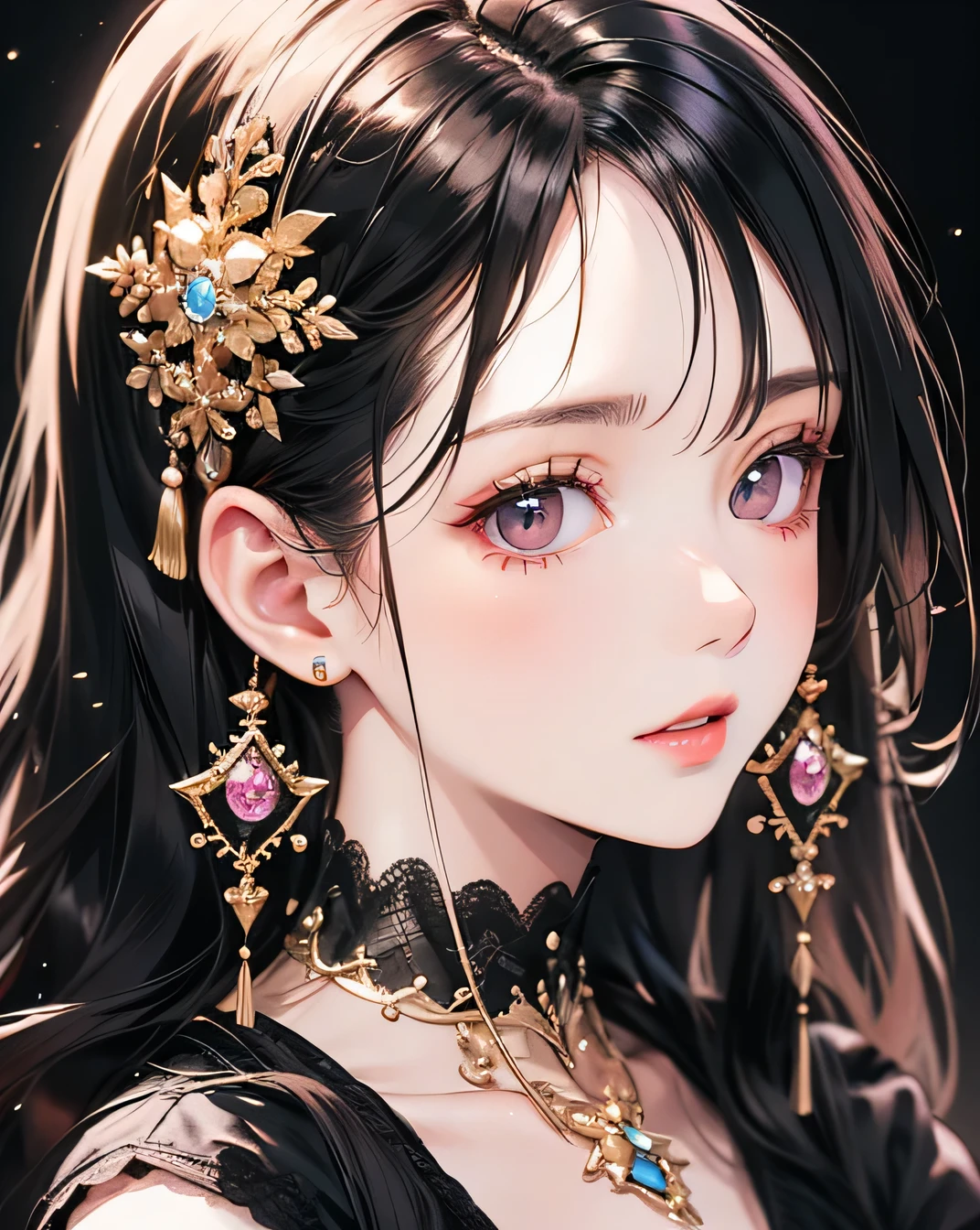 (Beautifully detailed face), (Beautiful attention to detail), Beautiful woman, Beautiful lips with lipstick, Beautiful womanの顔, The finer details, high quality, high quality , Vivid and True Colors ,
