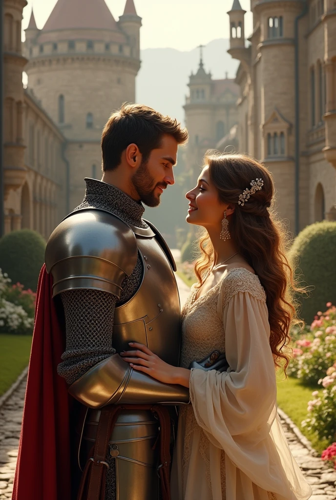 write 30 prompts to generate photos on the theme of love in the time of knights