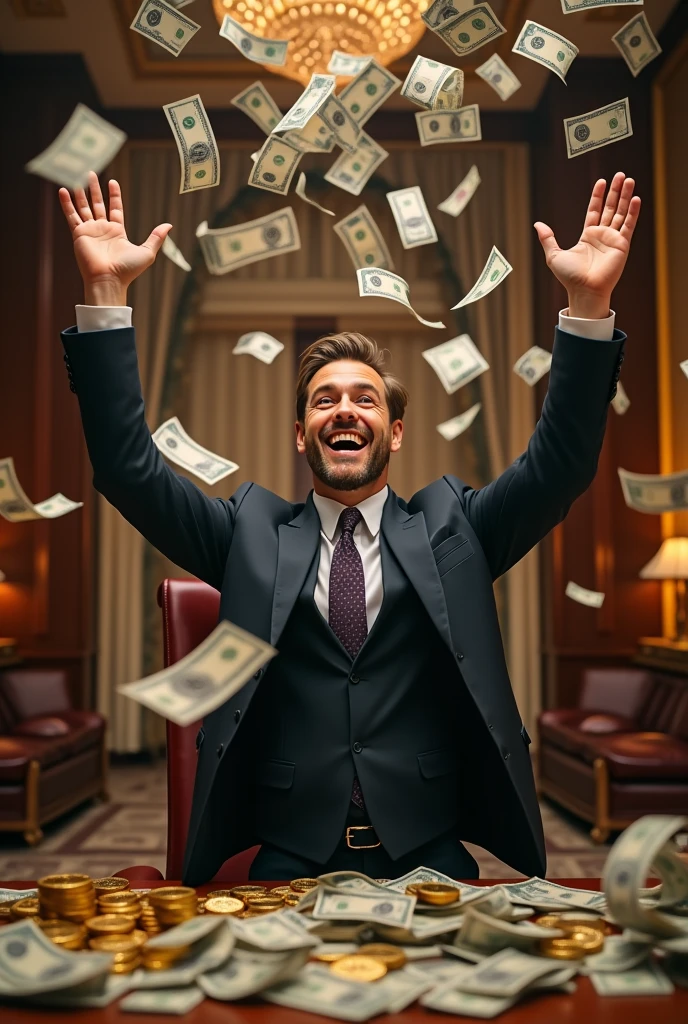 Me getting rich with lots of money And throwing money in the air