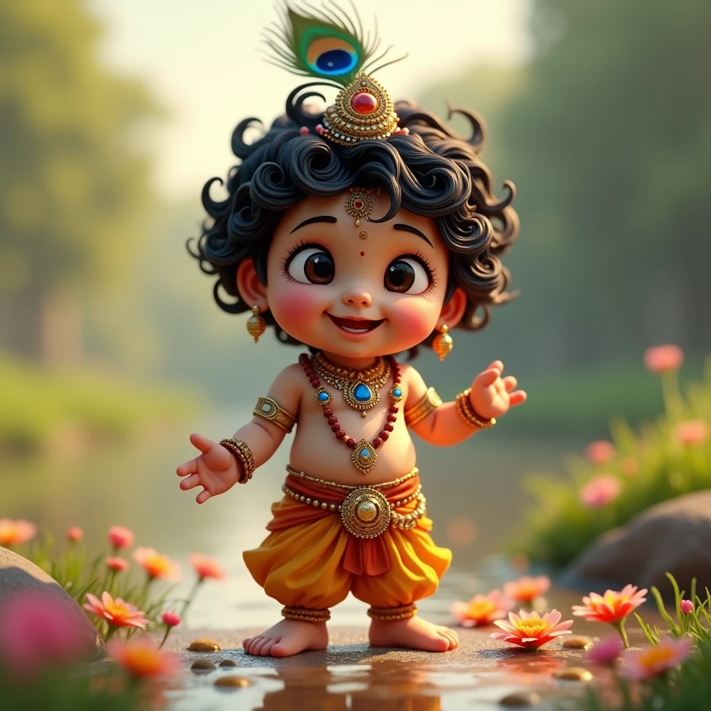 Lord Krishna in small kids 3d image