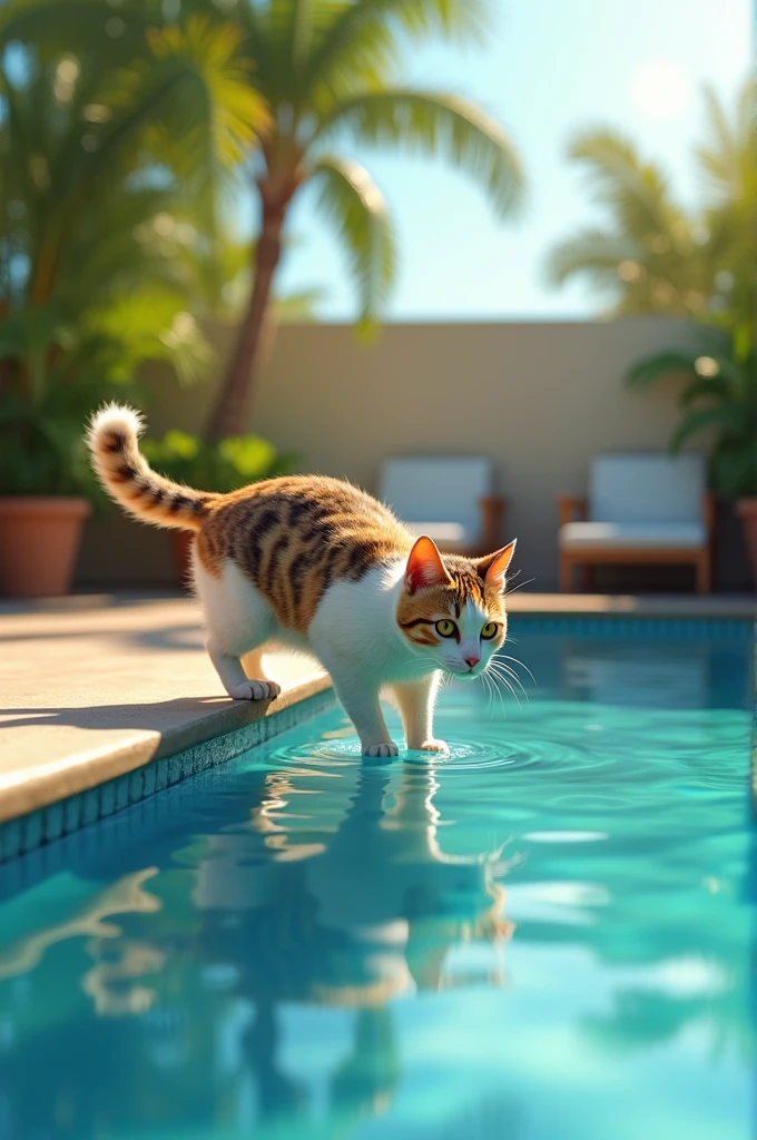 A cat in the pool