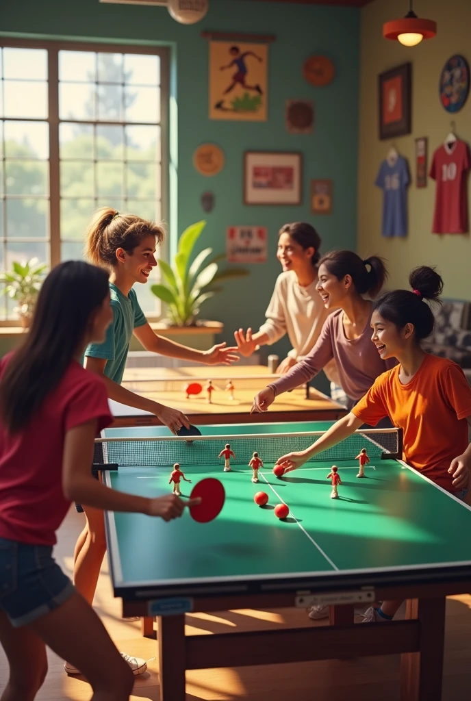 They played ping pong, futbolito, Table games