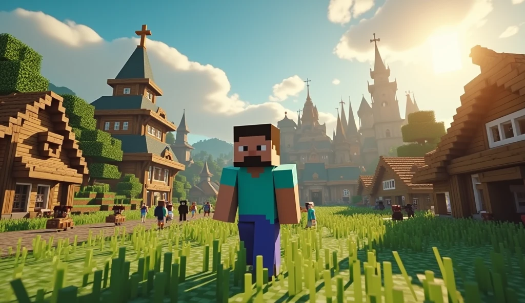 Create a YouTube Thumbnail for Minecraft: 2 villages were found