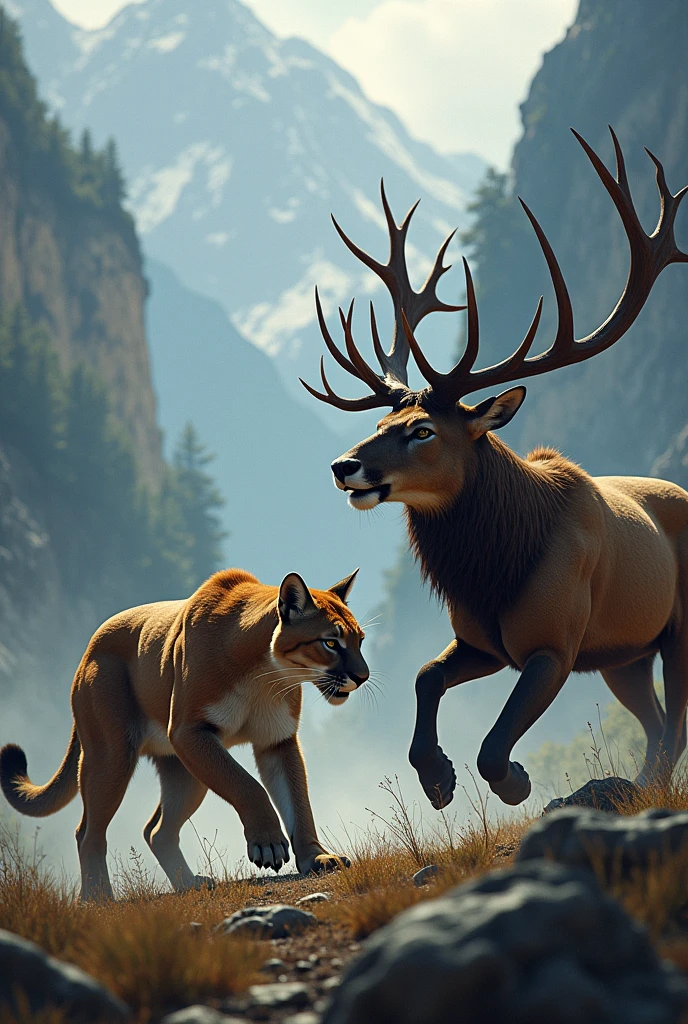 Cougar hunting elk