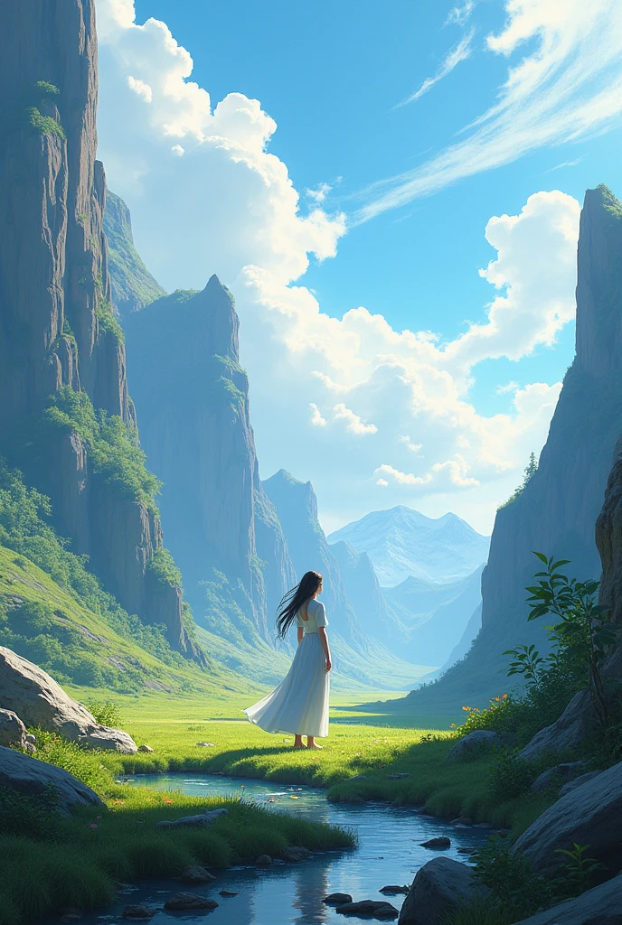 Concept Art,Concept Art,Samia, Tree, landscape, cloud, outdoor, sky空, sky, Mountain, Grass, nature, mksks style, , Perfect