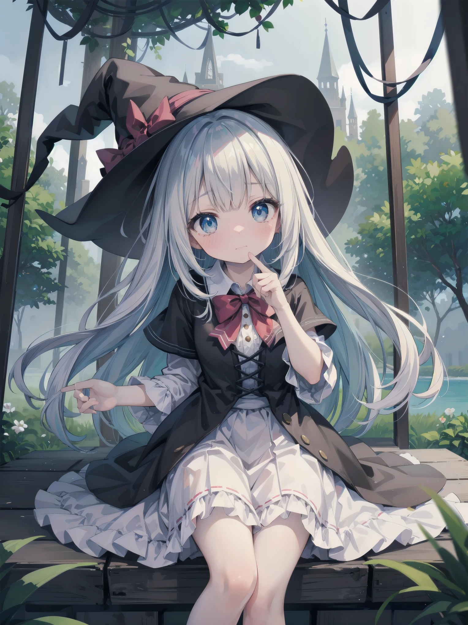 🎶, (🧙♀️), ✡, ✨(black hat), , Alice in Wonderland, Alone, very beautiful, cute, adorable, embarrassed, alone, blue eyes, white skin、look at viewer、looking up,kawaiitech, pastel colors, kawaii, cute colors,Alice in Wonderland, alone, very beautiful, cute, adorable, embarrassed, alone, blue eyes, white skin,skirtlift