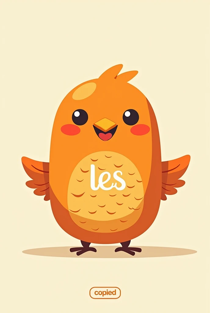 Orange bird, logo on the chest that says les, simulating the feathers, a dialog box that says copied