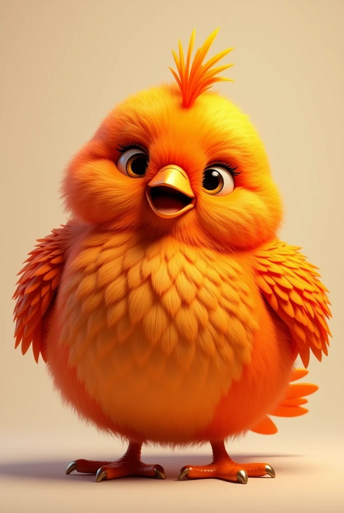 Orange bird, logo on the chest that says les, in relief of the feathers the feathers, but realistic, but happier